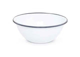 Crow Canyon Serving Bowl, 2 qt., Vintage Style Enamelware, Grey Rim, Set of 4