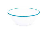 Crow Canyon Serving Bowl, 2 qt., Vintage Style Enamelware, Turquoise Rim