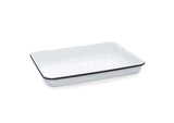 Crow Canyon Small Rectangular Enamelware Tray or Baking Pan, Black Rim