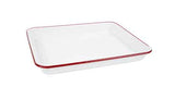 Crow Canyon Small Rectangular Enamelware Tray or Baking Pan, Red Rim