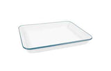 Crow Canyon Small Rectangular Enamelware Tray or Baking Pan, Turquoise Rim