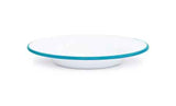 Salad Plate, 8", Enamelware, Turquoise Rim, Set of 4