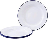 Crow Canyon Dinner Plates, 10.25", Vintage Blue Rim, Set of 4