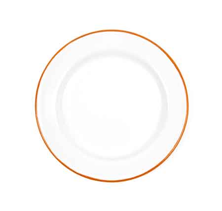Crow Canyon Dinner Plates, 10.25" Vintage Orange Rim, Set of 4