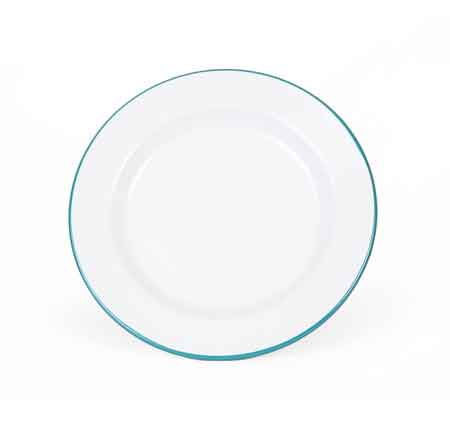 Crow Canyon Dinner Plates, 10.25", Vintage Turquoise Rim, Set of 4