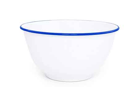 Serving Bowl, 5 qt., Vintage Style Enamelware Blue Rim