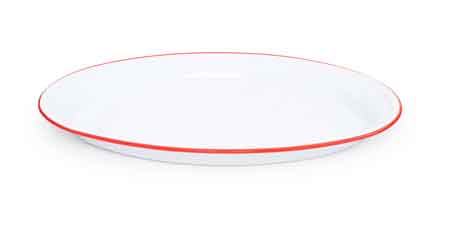 Oval Platter 18" Enamelware, Vintage Style, Red Rim