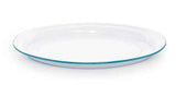 Oval Platter 18" Enamelware, Vintage Style, Turquoise Rim