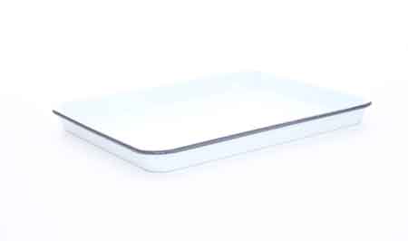 Crow Canyon Jelly Roll Pan or Rectangular Tray, Vintage Style Enamelware, Grey Rim