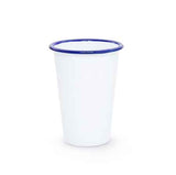 Tumbler 14oz, Vintage Style Enamelware, Blue Rim, Set of 4
