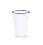 Tumbler 14oz, Vintage Style Enamelware, Grey Rim, Set of 4