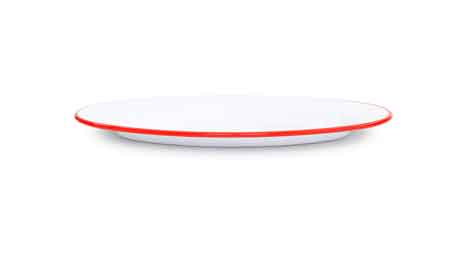 Oval Plates, 11.75", Red Rim, Set of 4