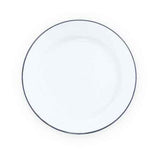 Enamelware Sandwich Salad Plate, Vintage Style Gray Rim, 8.5", Set of 4