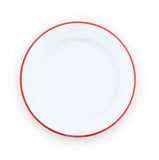Enamelware Sandwich Salad Plate, Vintage Style Red Rim, 8.5", Set of 4