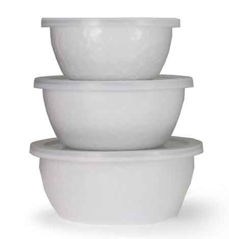 Solid White Enamelware Nesting Bowl Set of 3
