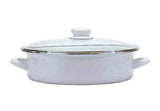 Saute Pan, 5 Quart, Solid White Enamelware