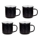 Solid Black Enamelware 12 oz. Mug, Set of 4