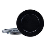 Solid Black Enamelware Dinner Plate 10.5", Set of 4