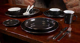 Solid Black Enamelware Dinner Plate 10.5", Set of 4