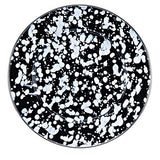 White Swirl on Black Enamelware Sandwich or Salad Plate, 8.5", Set of 4