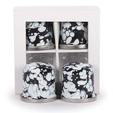 Salt & Pepper Set, White Swirl on Black