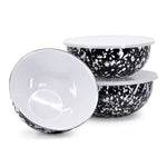 Mixing Bowl Set, White on Black Enamelware