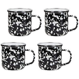 White on Black Enamelware 12 oz. Mug, Set of 4