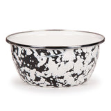 White on Black Swirl Enamelware Cereal or Salad Bowls, Set of 4