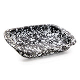 Baking Pan, White on Black Swirl Enamelware