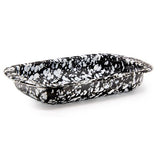 Baking Pan, White on Black Swirl Enamelware