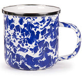 Cobalt Blue Swirl Enamelware 12 oz. Mug. Set of 4