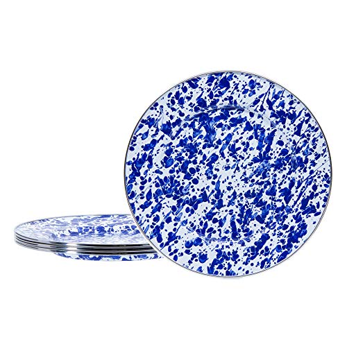 Cobalt Blue Swirl Enamelware Dinner Plate, 10.5", Set of 4