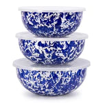 Mixing Bowl Set, Cobalt Blue Swirl Enamelware