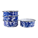 Cobalt Blue Swirl Enamelware Soup Bowls, Set of 4