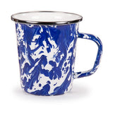 16 oz. Enamelware Latte Mugs, Cobalt Blue Swirl, Set of 4