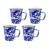 16 oz. Enamelware Latte Mugs, Cobalt Blue Swirl, Set of 4