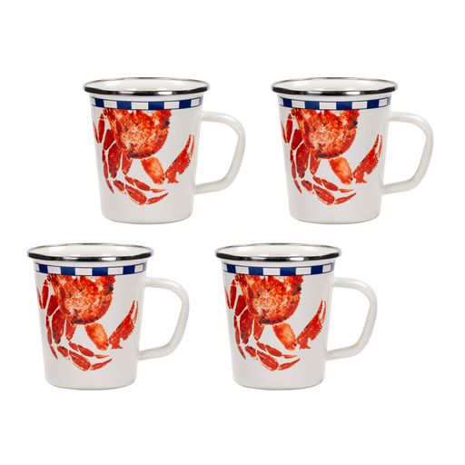 16 oz. Enamelware Latte Mugs, Crab House, Set of 4