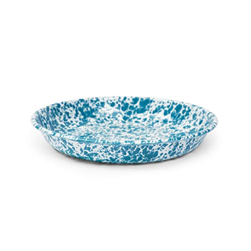 Pasta Plate 10.5" Enamelware Turquoise Marble, Set of 4