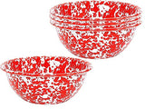 Crow Canyon Enamelware Serving Bowl, 2 qt., Red Marble, Set of 4