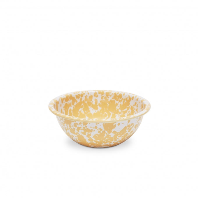 Enamelware Cereal or Salad Bowls, Yellow Marble, Set of 4