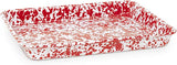 Crow Canyon Small Rectangle Tray, Enamelware, Red Marble