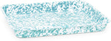 Crow Canyon Small Rectangle Tray, Enamelware, Turquoise Marble