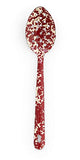 Perforated Serving Spoon, 12", Burgundy on Cream