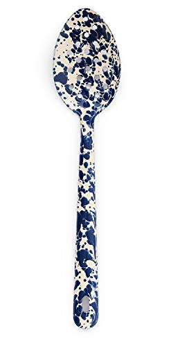 Perforated Serving Spoon, 12", Navy on Cream