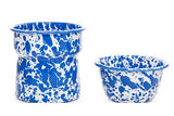 Blue Marble Enamelware Dip Pot Cooler and Bowl Set