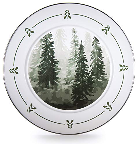 Charger Plates, 12.5". Forest Trees Enamelware