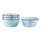 Sea Glass Swirl Enamelware Cereal or Salad Bowls, Set of 4