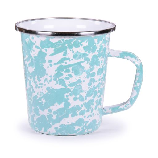 16 oz. Enamelware Latte Mugs, Sea Glass Swirl, Set of 4