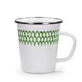 16 oz. Enamelware Latte Mugs, Green Scallops, Set of 4