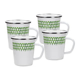 16 oz. Enamelware Latte Mugs, Green Scallops, Set of 4